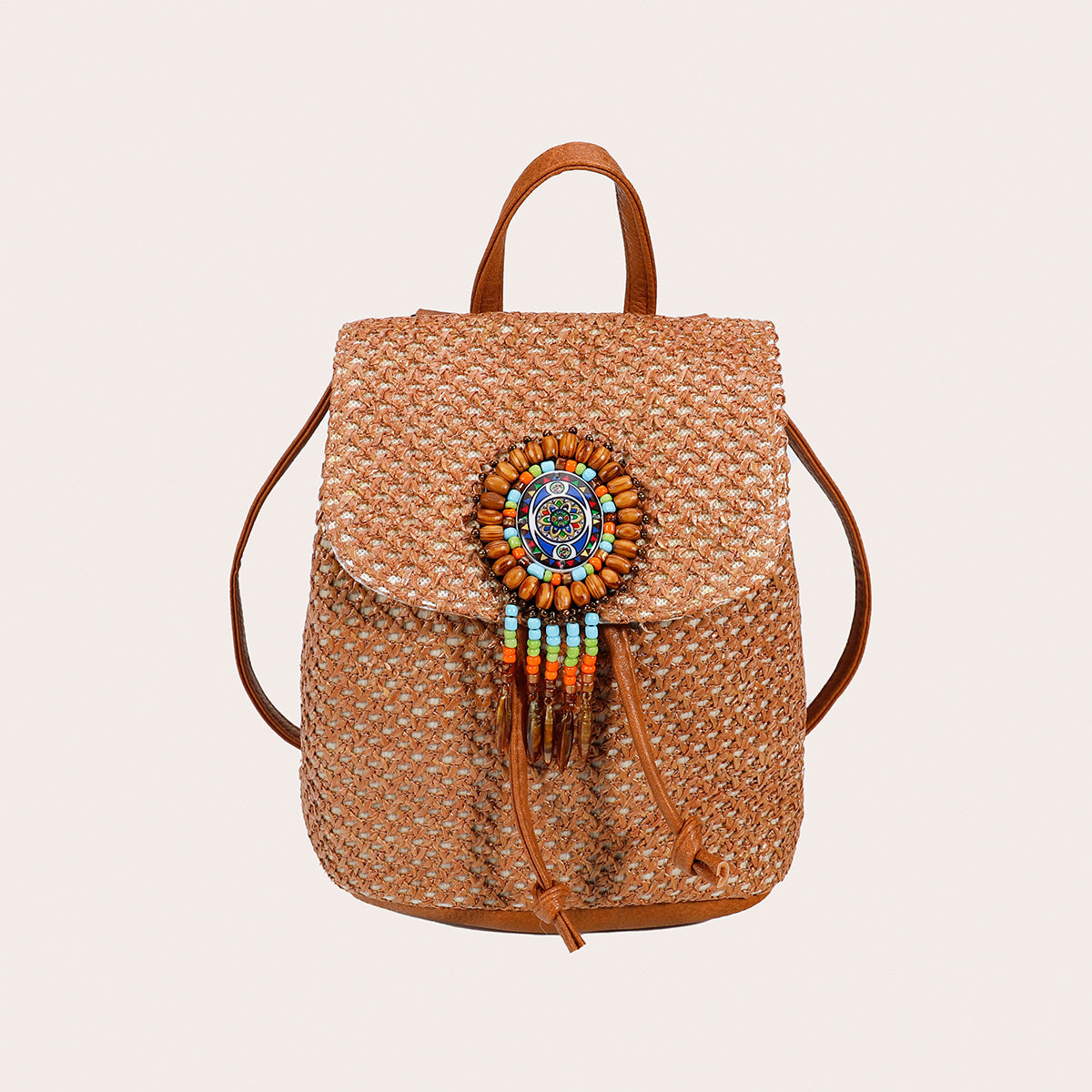 Wholesale 5pcs Vintage straw backpack